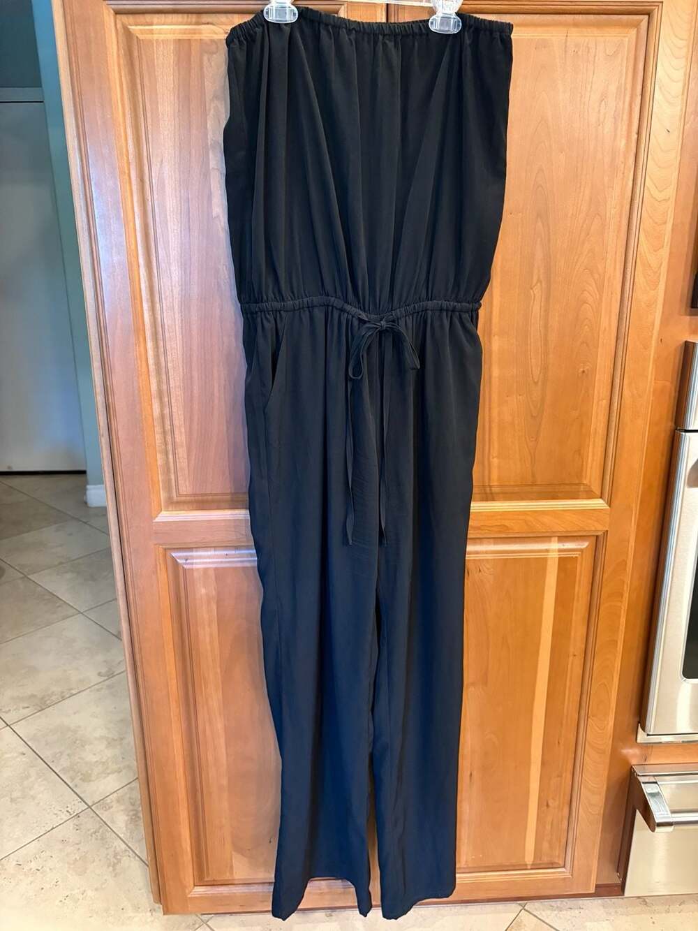 ZOA Black Strapless Drawstring Jumpsuit Size Large